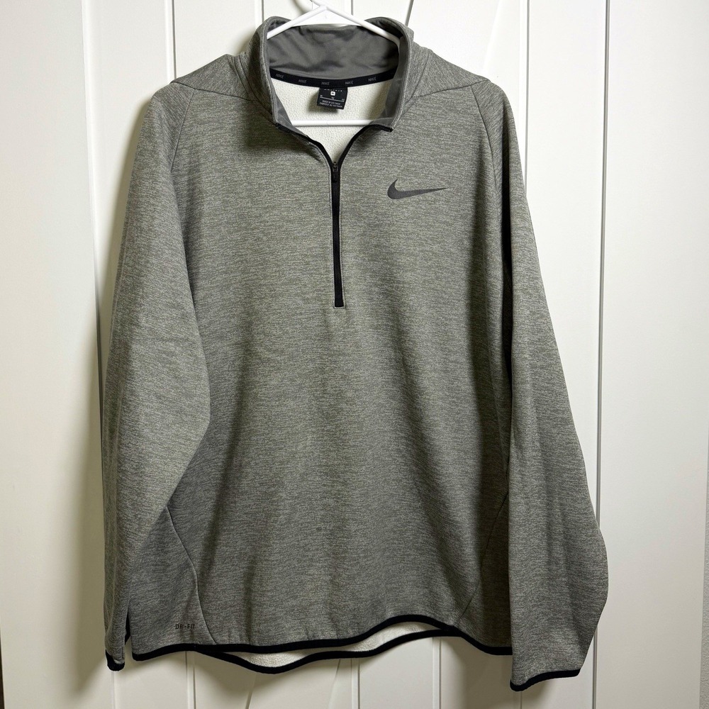 Nike Dri-FIT Men's XL Gray 1/4 Zip Long Sleeve Pullover Streetwear Athleisure